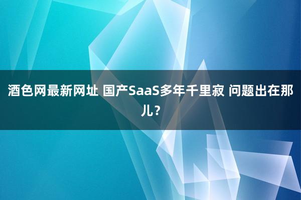 酒色网最新网址 国产SaaS多年千里寂 问题出在那儿？