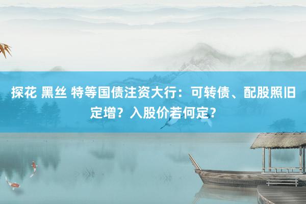 探花 黑丝 特等国债注资大行：可转债、配股照旧定增？入股价若何定？
