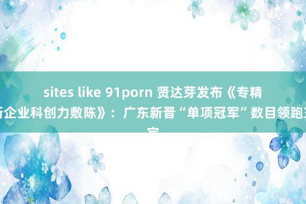 sites like 91porn 贤达芽发布《专精特新企业科创力敷陈》：广东新晋“单项冠军”数目领跑寰宇